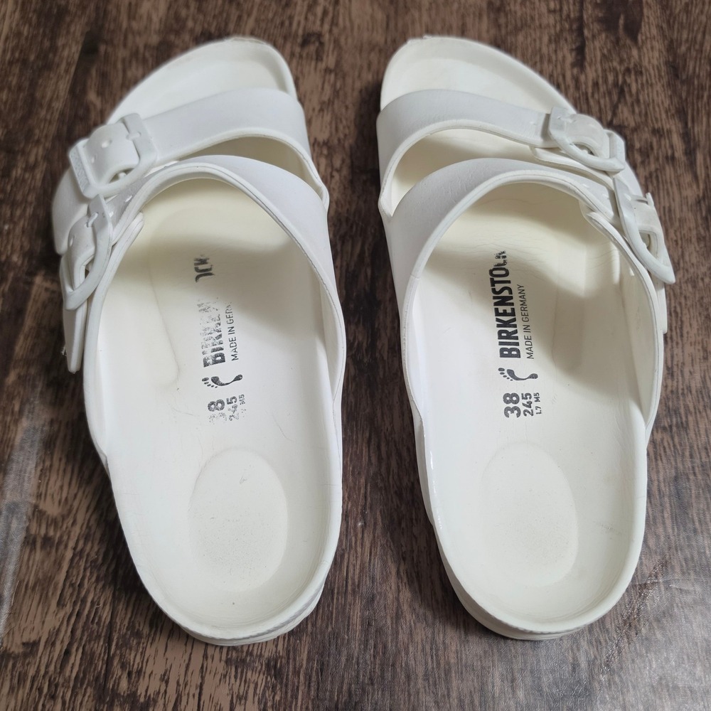 BIRKENSTOCK Arizona EVA Sandals Womens 38 White Waterproof Two Strap Slides - Picture 3 of 7